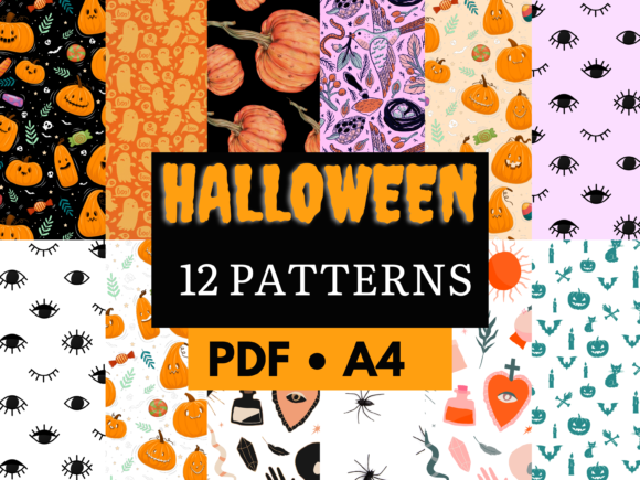 Halloween Pattern Digital Paper Bundle